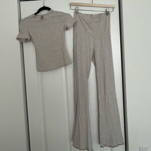 SKIMS COTTON JERSEY T SHIRT AND FOLDOVER PANT